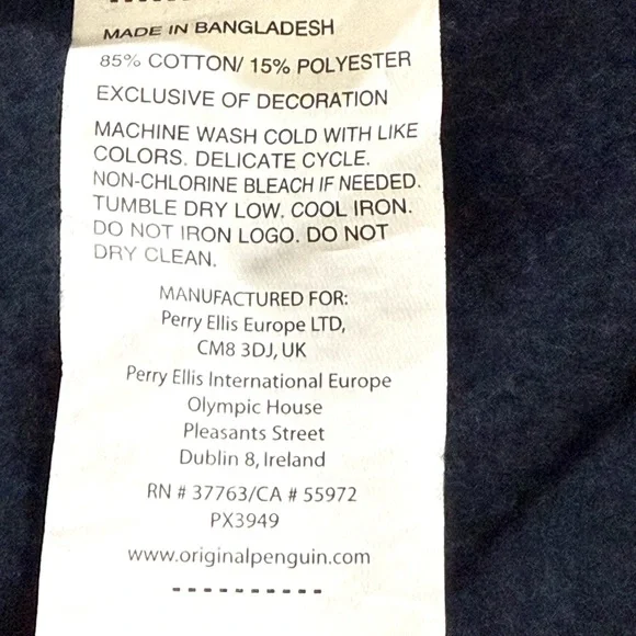 Original Penguin Navy Blue Crewneck Sweatshirt with Embroidered Logo - Picture 4 of 4